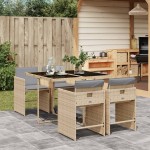 vidaXL Set mobilier pentru grădină, 5 piese, cu perne, bej, poliratan vidaXL Set mobilier pentru grădină, 5 piese, cu perne, bej, poliratan