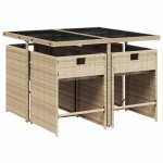 vidaXL Set mobilier pentru grădină, 5 piese, cu perne, bej, poliratan vidaXL Set mobilier pentru grădină, 5 piese, cu perne, bej, poliratan