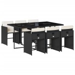 vidaXL Set mobilier de grădină cu perne, 7 piese, negru, poliratan vidaXL Set mobilier de grădină cu perne, 7 piese, negru, poliratan