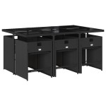 vidaXL Set mobilier de grădină cu perne, 7 piese, negru, poliratan vidaXL Set mobilier de grădină cu perne, 7 piese, negru, poliratan