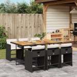 vidaXL Set mobilier de grădină cu perne, 7 piese, negru, poliratan vidaXL Set mobilier de grădină cu perne, 7 piese, negru, poliratan