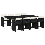 vidaXL Set mobilier de grădină cu perne, 9 piese, negru, poliratan vidaXL Set mobilier de grădină cu perne, 9 piese, negru, poliratan