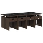 vidaXL Set mobilier de grădină cu perne, 9 piese, maro, poliratan