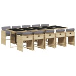 vidaXL Set mobilier grădină cu perne, 11 piese bej combinat poliratan