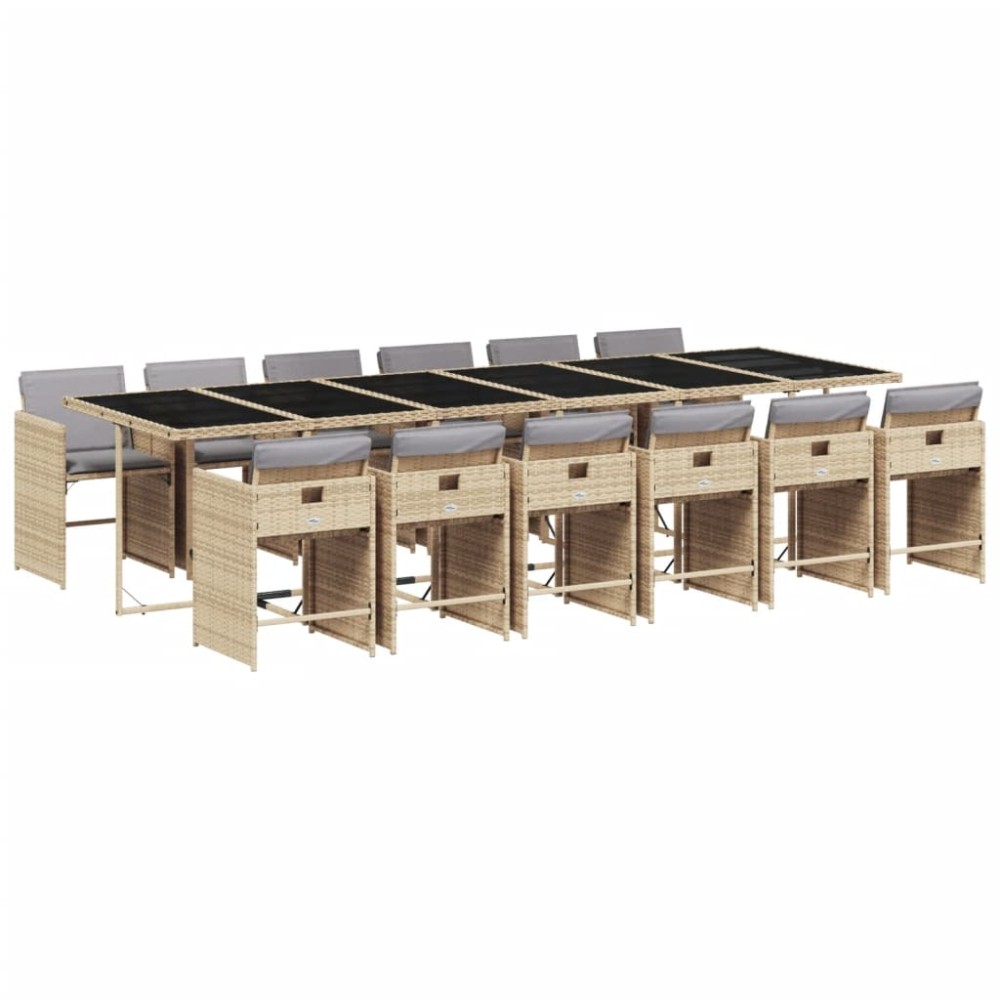 vidaXL Set mobilier grădină cu perne, 13 piese, bej combinat poliratan