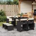 vidaXL Set mobilier de grădină cu perne, 9 piese, negru, poliratan vidaXL Set mobilier de grădină cu perne, 9 piese, negru, poliratan