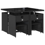 vidaXL Set mobilier de grădină cu perne, 9 piese, negru, poliratan vidaXL Set mobilier de grădină cu perne, 9 piese, negru, poliratan