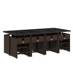 vidaXL Set mobilier de grădină, 13 piese, maro, cu perne, poliratan