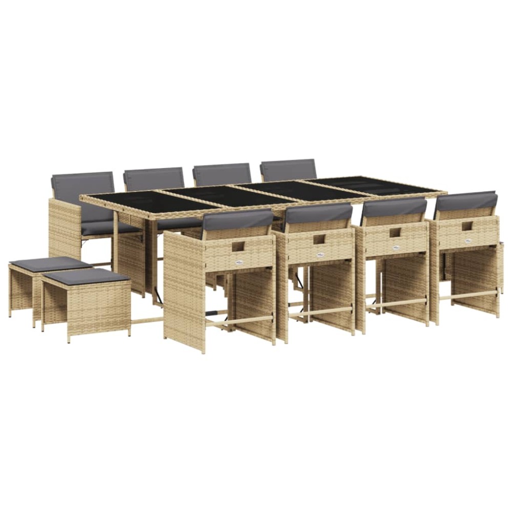 vidaXL Set mobilier grădină cu perne, 13 piese, bej combinat poliratan