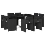 vidaXL Set mobilier de grădină cu perne, 9 piese, negru, poliratan vidaXL Set mobilier de grădină cu perne, 9 piese, negru, poliratan