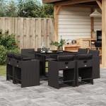 vidaXL Set mobilier de grădină cu perne, 9 piese, negru, poliratan vidaXL Set mobilier de grădină cu perne, 9 piese, negru, poliratan