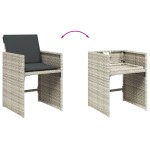 vidaXL Set mobilier grădină cu perne, 9 piese, gri deschis, poliratan