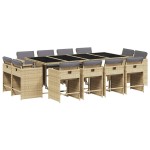 vidaXL Set mobilier grădină cu perne, 13 piese, bej combinat poliratan
