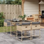 vidaXL Set mobilier pentru grădină, 5 piese, cu perne, bej, poliratan vidaXL Set mobilier pentru grădină, 5 piese, cu perne, bej, poliratan