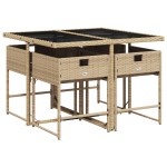 vidaXL Set mobilier pentru grădină, 5 piese, cu perne, bej, poliratan vidaXL Set mobilier pentru grădină, 5 piese, cu perne, bej, poliratan