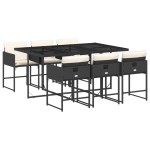 vidaXL Set mobilier de grădină cu perne, 7 piese, negru, poliratan vidaXL Set mobilier de grădină cu perne, 7 piese, negru, poliratan