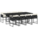 vidaXL Set mobilier de grădină cu perne, 9 piese, negru, poliratan vidaXL Set mobilier de grădină cu perne, 9 piese, negru, poliratan