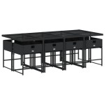 vidaXL Set mobilier de grădină cu perne, 9 piese, negru, poliratan vidaXL Set mobilier de grădină cu perne, 9 piese, negru, poliratan
