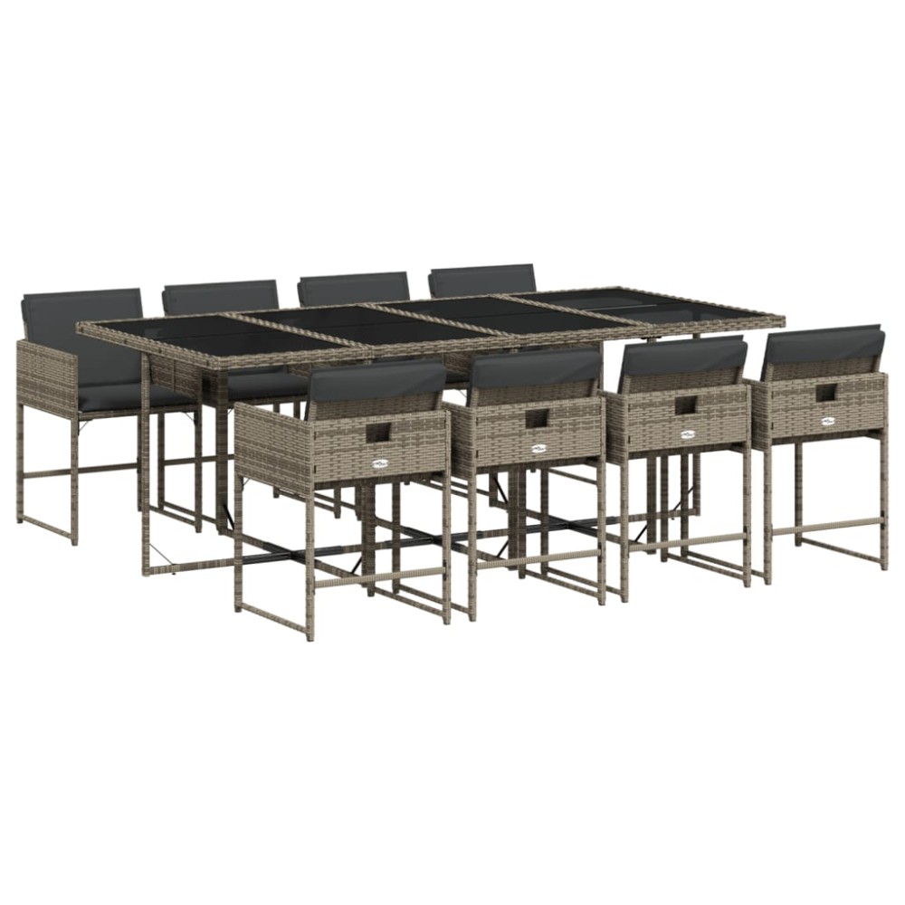 vidaXL Set mobilier grădină cu perne, 9 piese, gri, poliratan