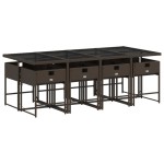 vidaXL Set mobilier de grădină cu perne, 9 piese, maro, poliratan