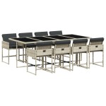 vidaXL Set mobilier grădină cu perne, 9 piese, gri deschis, poliratan