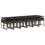 vidaXL Set mobilier de grădină, 13 piese, maro, cu perne, poliratan vidaXL Set mobilier de grădină, 13 piese, maro, cu perne, poliratan