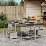 vidaXL Set mobilier grădină cu perne, 9 piese, gri deschis, poliratan vidaXL Set mobilier grădină cu perne, 9 piese, gri deschis, poliratan