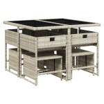 vidaXL Set mobilier grădină cu perne, 9 piese, gri deschis, poliratan vidaXL Set mobilier grădină cu perne, 9 piese, gri deschis, poliratan