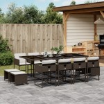 vidaXL Set mobilier de grădină, 13 piese, maro, cu perne, poliratan vidaXL Set mobilier de grădină, 13 piese, maro, cu perne, poliratan
