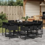 vidaXL Set mobilier de grădină cu perne, 9 piese, negru, poliratan vidaXL Set mobilier de grădină cu perne, 9 piese, negru, poliratan