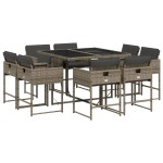 vidaXL Set mobilier grădină cu perne, 9 piese, gri, poliratan vidaXL Set mobilier grădină cu perne, 9 piese, gri, poliratan