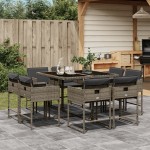 vidaXL Set mobilier grădină cu perne, 9 piese, gri, poliratan vidaXL Set mobilier grădină cu perne, 9 piese, gri, poliratan