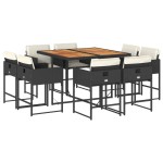 vidaXL Set mobilier de grădină cu perne, 9 piese, negru, poliratan vidaXL Set mobilier de grădină cu perne, 9 piese, negru, poliratan
