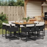 vidaXL Set mobilier de grădină cu perne, 9 piese, negru, poliratan vidaXL Set mobilier de grădină cu perne, 9 piese, negru, poliratan