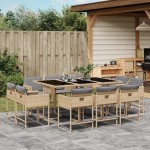vidaXL Set mobilier grădină cu perne, 11 piese bej combinat poliratan vidaXL Set mobilier grădină cu perne, 11 piese bej combinat poliratan