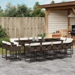 vidaXL Set mobilier de grădină, 13 piese, maro, cu perne, poliratan vidaXL Set mobilier de grădină, 13 piese, maro, cu perne, poliratan