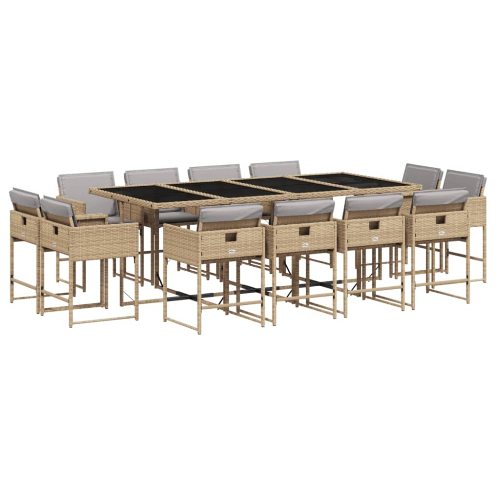 vidaXL Set mobilier grădină cu perne, 13 piese, bej combinat poliratan
