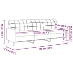 vidaXL Canapea cu 3 locuri cu pernuțe, gri închis, 210 cm, textil