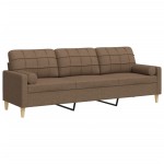 vidaXL Canapea cu 3 locuri cu pernuțe, maro, 210 cm, textil vidaXL Canapea cu 3 locuri cu pernuțe, maro, 210 cm, textil