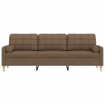 vidaXL Canapea cu 3 locuri cu pernuțe, maro, 210 cm, textil vidaXL Canapea cu 3 locuri cu pernuțe, maro, 210 cm, textil