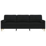 vidaXL Canapea cu 3 locuri cu pernuțe, negru, 210 cm, textil vidaXL Canapea cu 3 locuri cu pernuțe, negru, 210 cm, textil