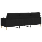vidaXL Canapea cu 3 locuri cu pernuțe, negru, 210 cm, textil vidaXL Canapea cu 3 locuri cu pernuțe, negru, 210 cm, textil