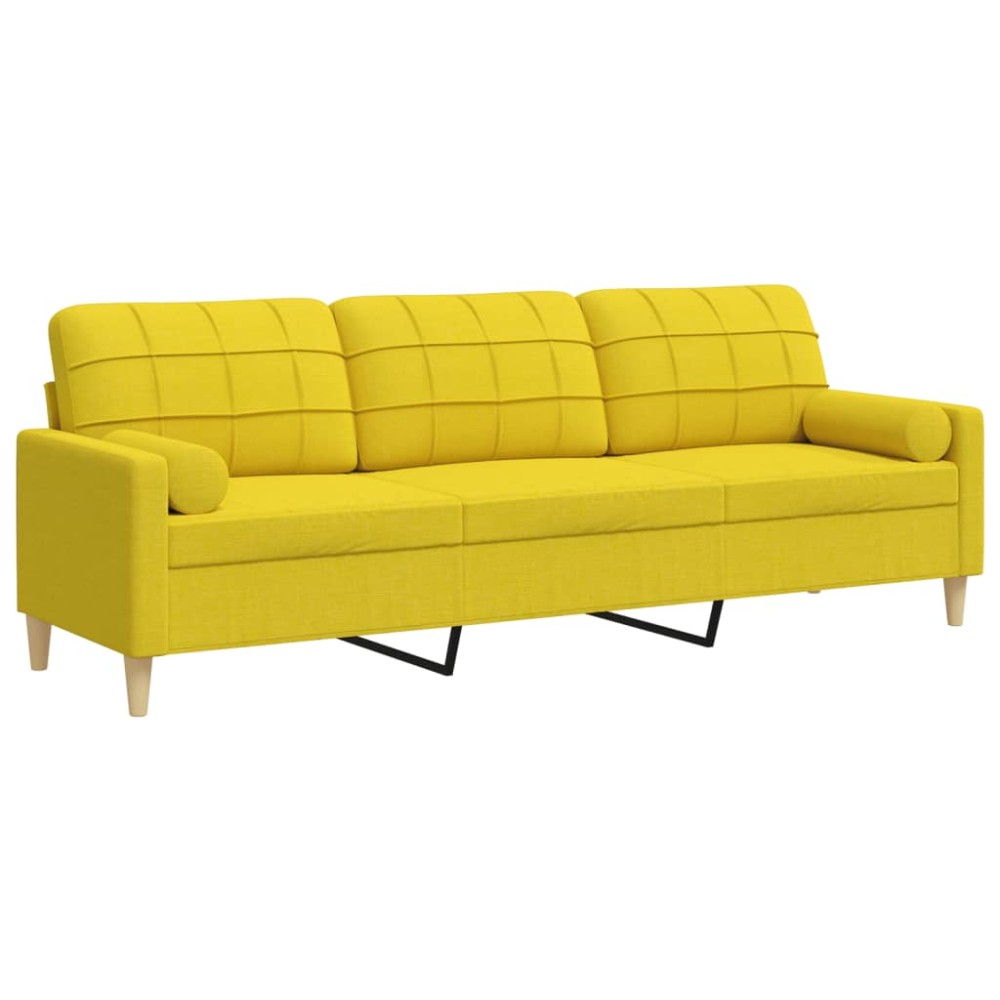vidaXL Canapea cu 3 locuri cu pernuțe, galben deschis, 210 cm, textil