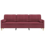 vidaXL Canapea cu 3 locuri cu pernuțe, roșu vin, 210 cm, textil vidaXL Canapea cu 3 locuri cu pernuțe, roșu vin, 210 cm, textil