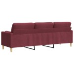 vidaXL Canapea cu 3 locuri cu pernuțe, roșu vin, 210 cm, textil vidaXL Canapea cu 3 locuri cu pernuțe, roșu vin, 210 cm, textil