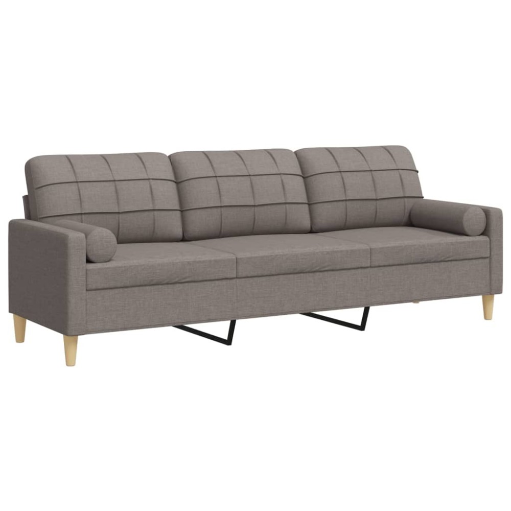 vidaXL Canapea cu 3 locuri cu pernuțe, gri taupe, 210 cm, textil