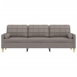 vidaXL Canapea cu 3 locuri cu pernuțe, gri taupe, 210 cm, textil
