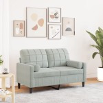 vidaXL Canapea cu 2 locuri cu pernuțe, gri deschis, 120 cm, catifea vidaXL Canapea cu 2 locuri cu pernuțe, gri deschis, 120 cm, catifea