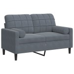 vidaXL Canapea cu 2 locuri cu pernuțe, gri închis, 120 cm, catifea vidaXL Canapea cu 2 locuri cu pernuțe, gri închis, 120 cm, catifea