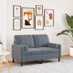 vidaXL Canapea cu 2 locuri cu pernuțe, gri închis, 120 cm, catifea vidaXL Canapea cu 2 locuri cu pernuțe, gri închis, 120 cm, catifea